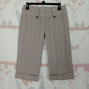 Ellemenno Women's Cropped Dress Pants Brown Tan Cuffed Size‎ 5